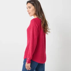 Trui in patenttricot met uitlopend model met zachte touch