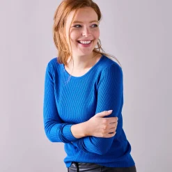 Trui in ribtricot met ronde hals