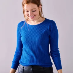 Trui in ribtricot met ronde hals