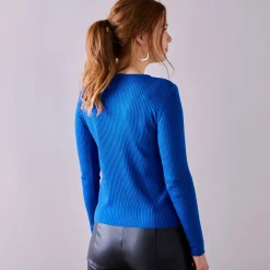Trui in ribtricot met ronde hals