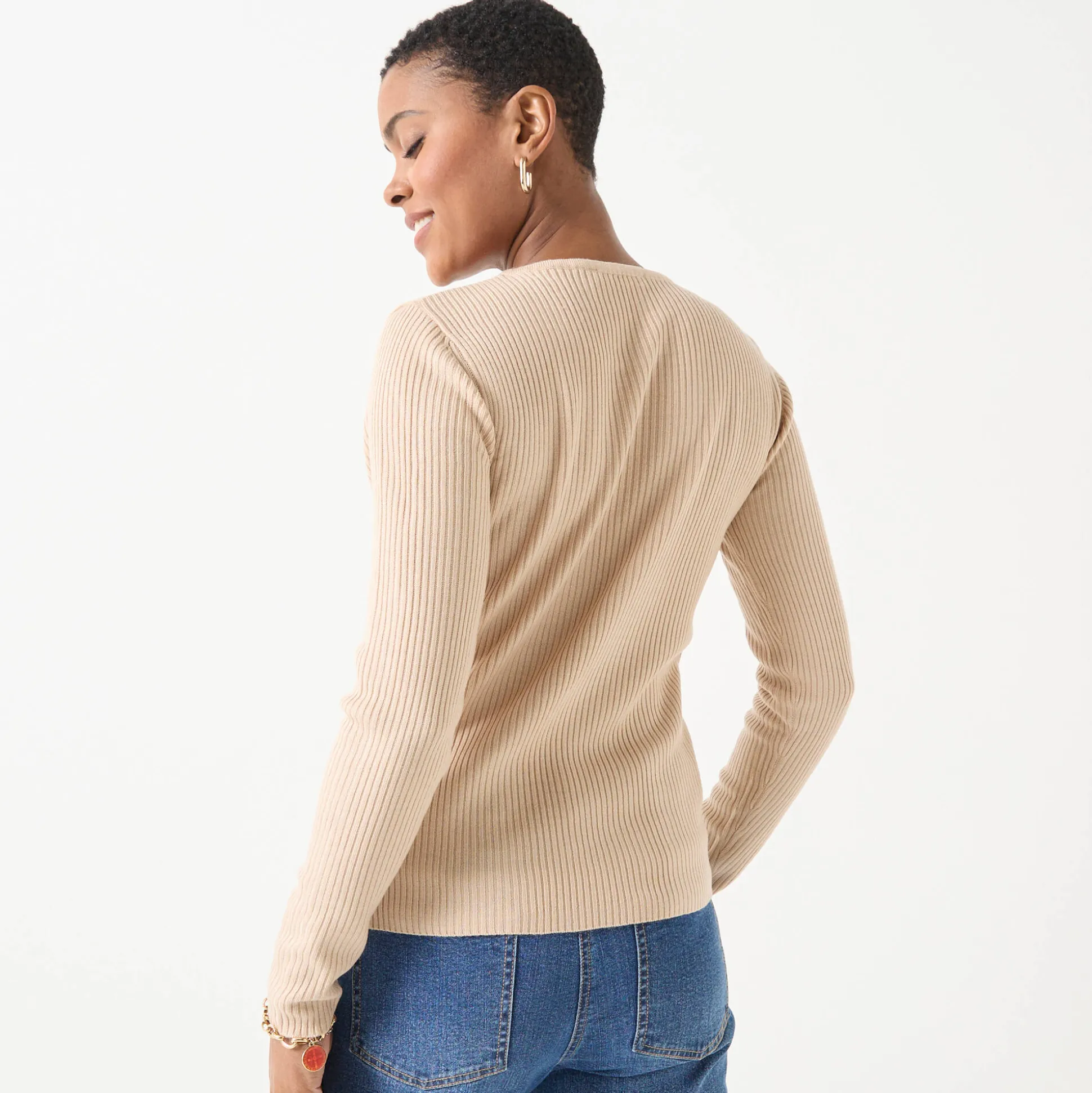 Trui in ribtricot met ronde hals