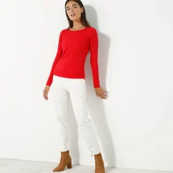 Trui in ribtricot met ronde hals