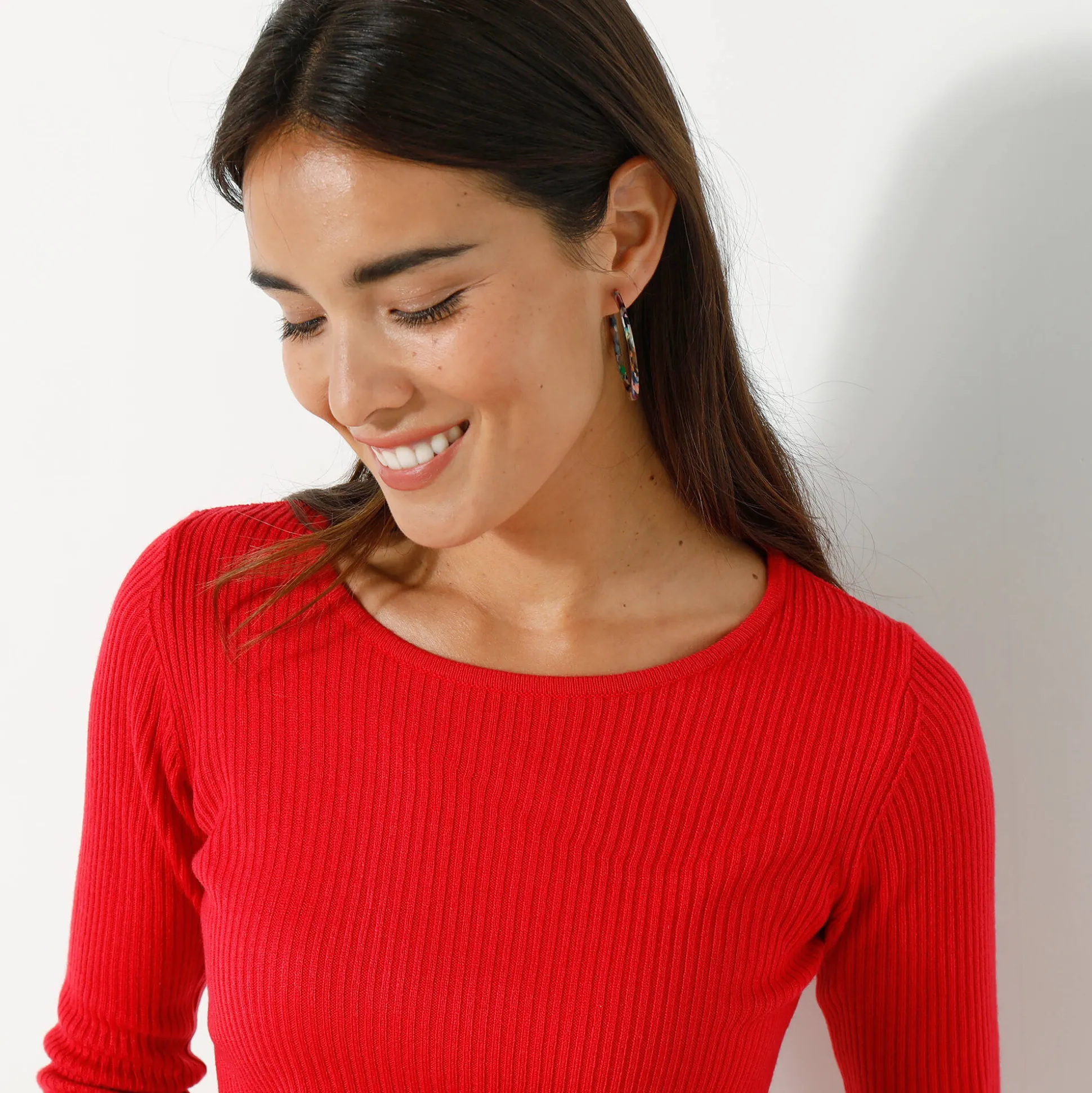 Trui in ribtricot met ronde hals