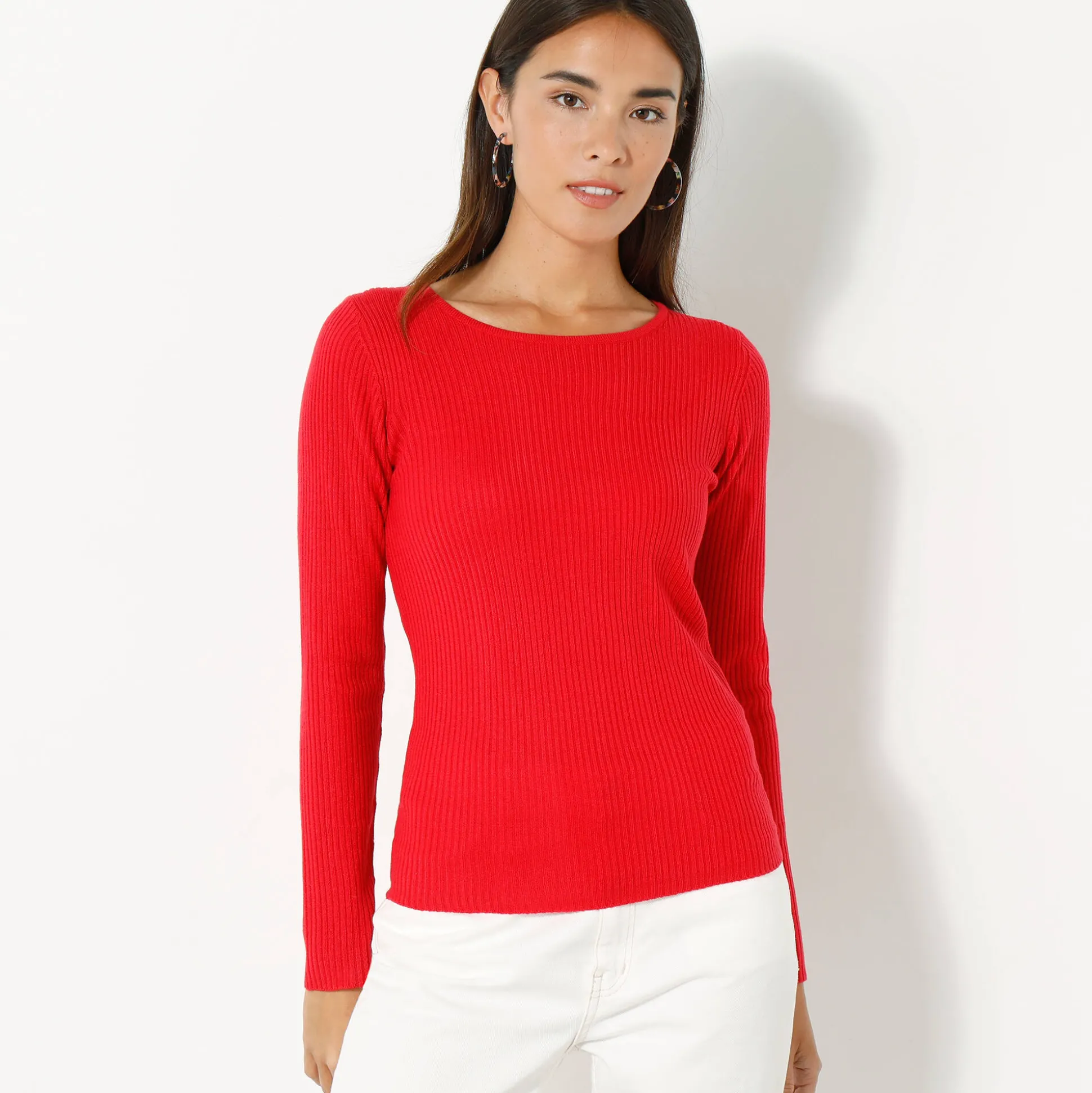 Trui in ribtricot met ronde hals
