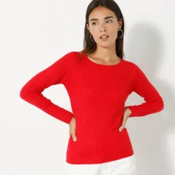 Trui in ribtricot met ronde hals
