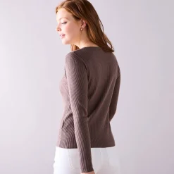 Trui in ribtricot met ronde hals