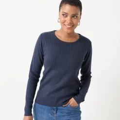 Trui in ribtricot met ronde hals