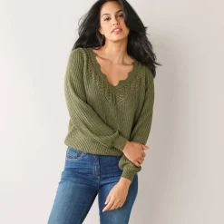 Trui met ajourdetails, pareltricot