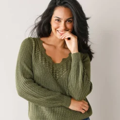 Trui met ajourdetails, pareltricot