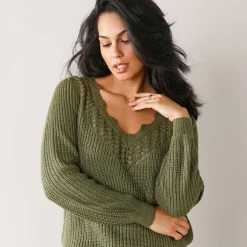 Trui met ajourdetails, pareltricot
