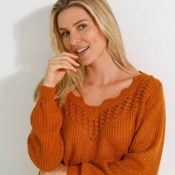 Trui met ajourdetails, pareltricot