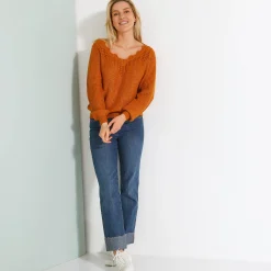 Trui met ajourdetails, pareltricot