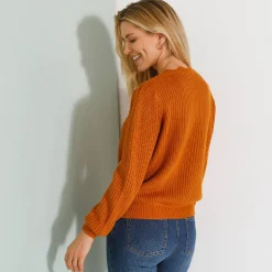 Trui met ajourdetails, pareltricot