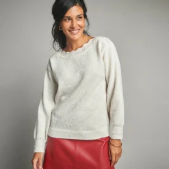 Trui met boothals, fantasietricot