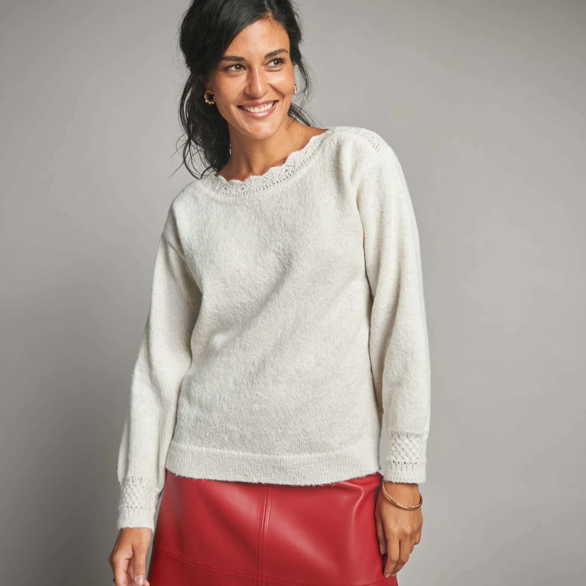 Trui met boothals, fantasietricot