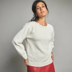 Trui met boothals, fantasietricot