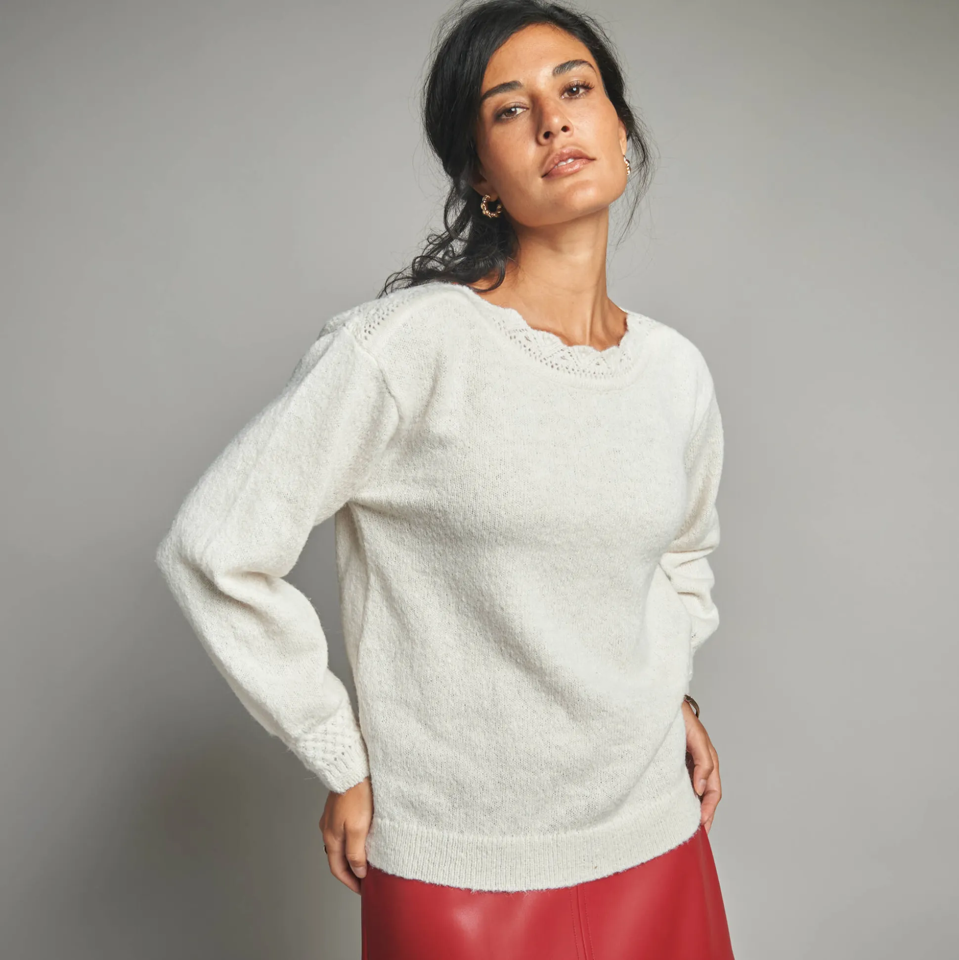 Trui met boothals, fantasietricot