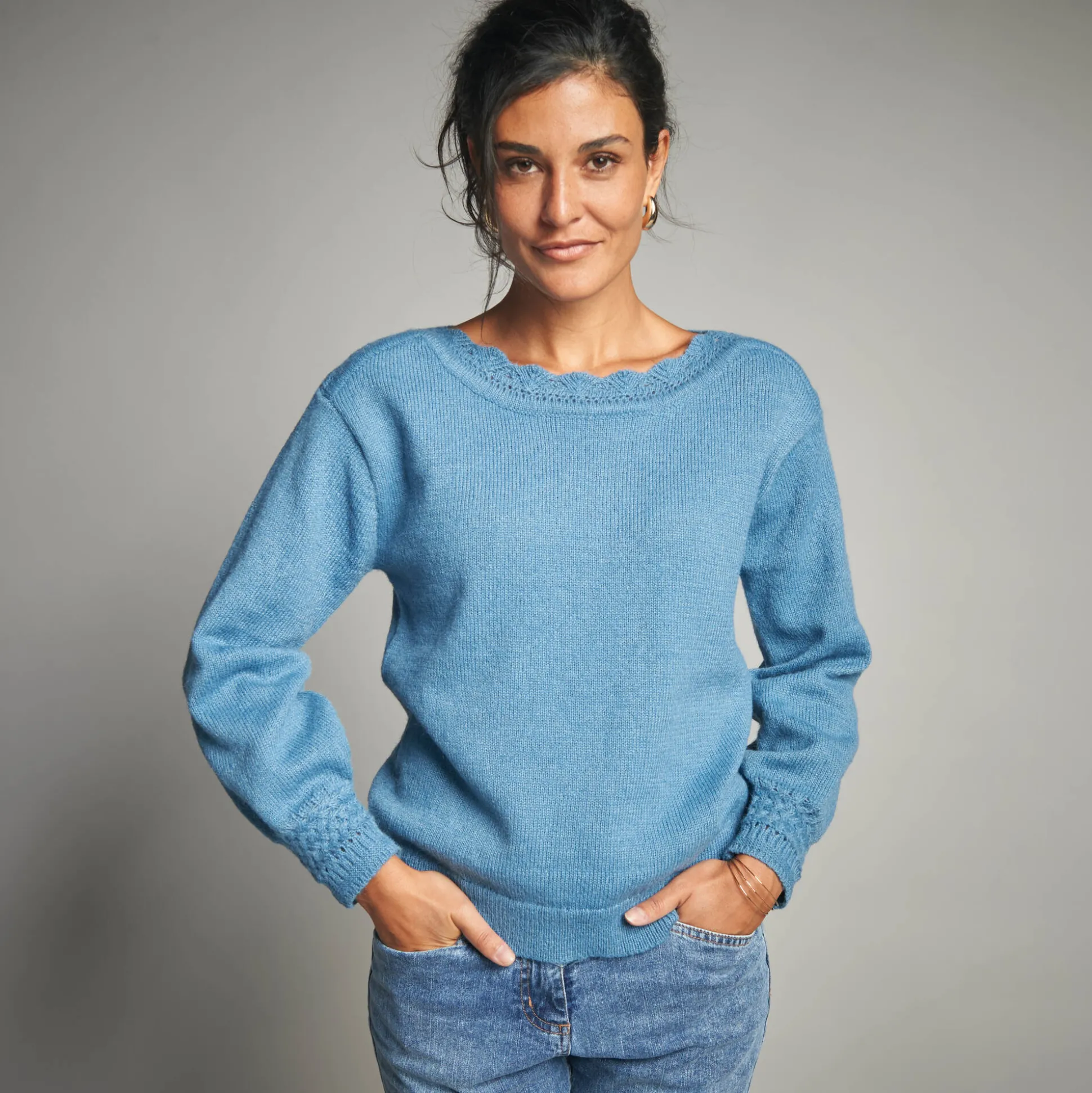 Trui met boothals, fantasietricot