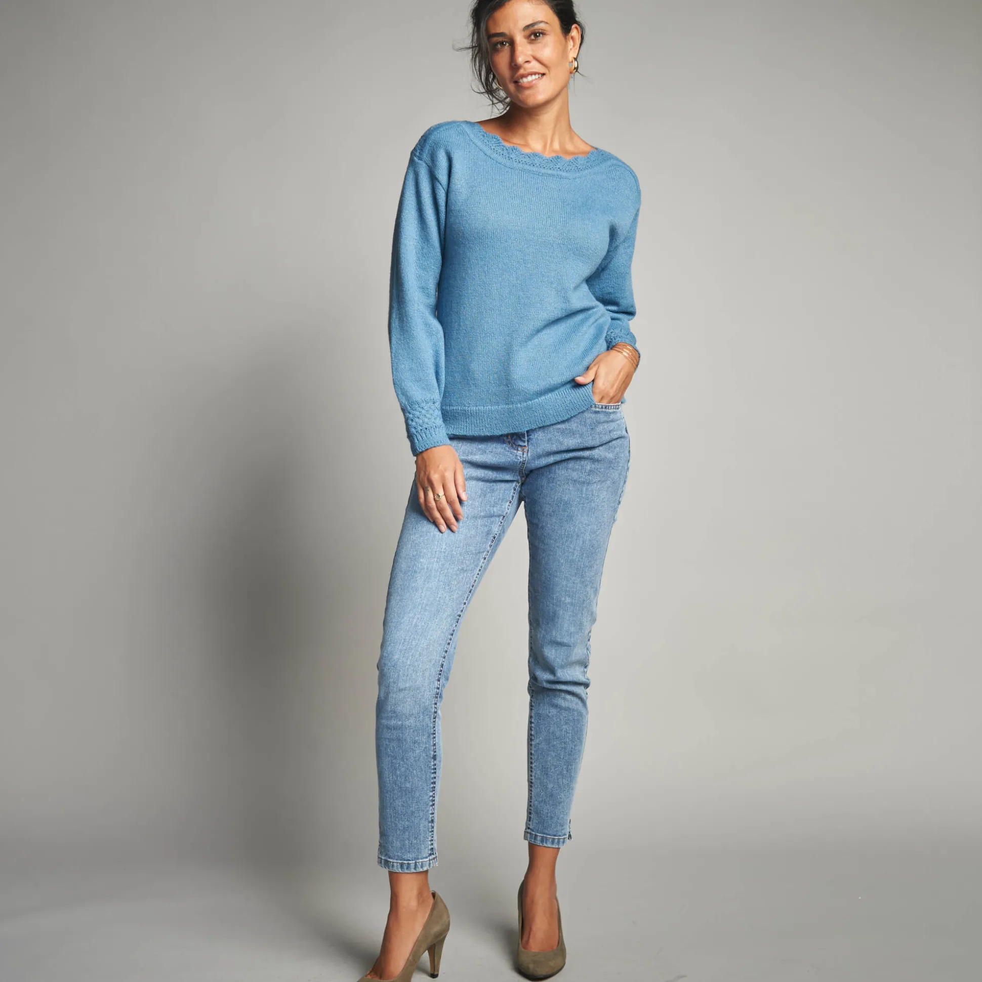 Trui met boothals, fantasietricot