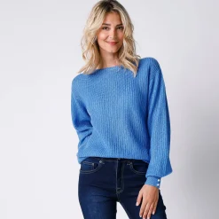 Trui met boothals, patenttricot met zachte touch