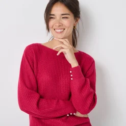 Trui met boothals, patenttricot met zachte touch