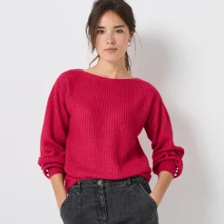 Trui met boothals, patenttricot met zachte touch