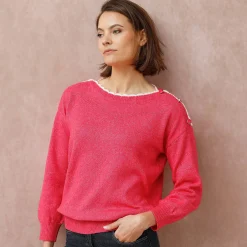 Trui met boothals, streelzacht tricot