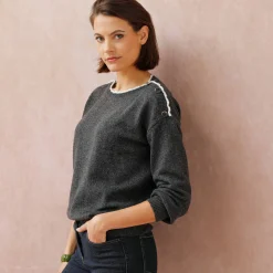 Trui met boothals, streelzacht tricot