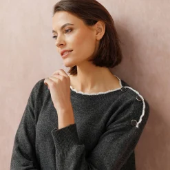 Trui met boothals, streelzacht tricot