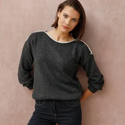 Trui met boothals, streelzacht tricot
