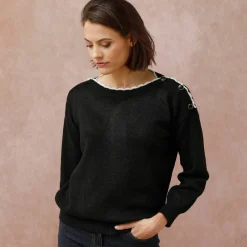 Trui met boothals, streelzacht tricot