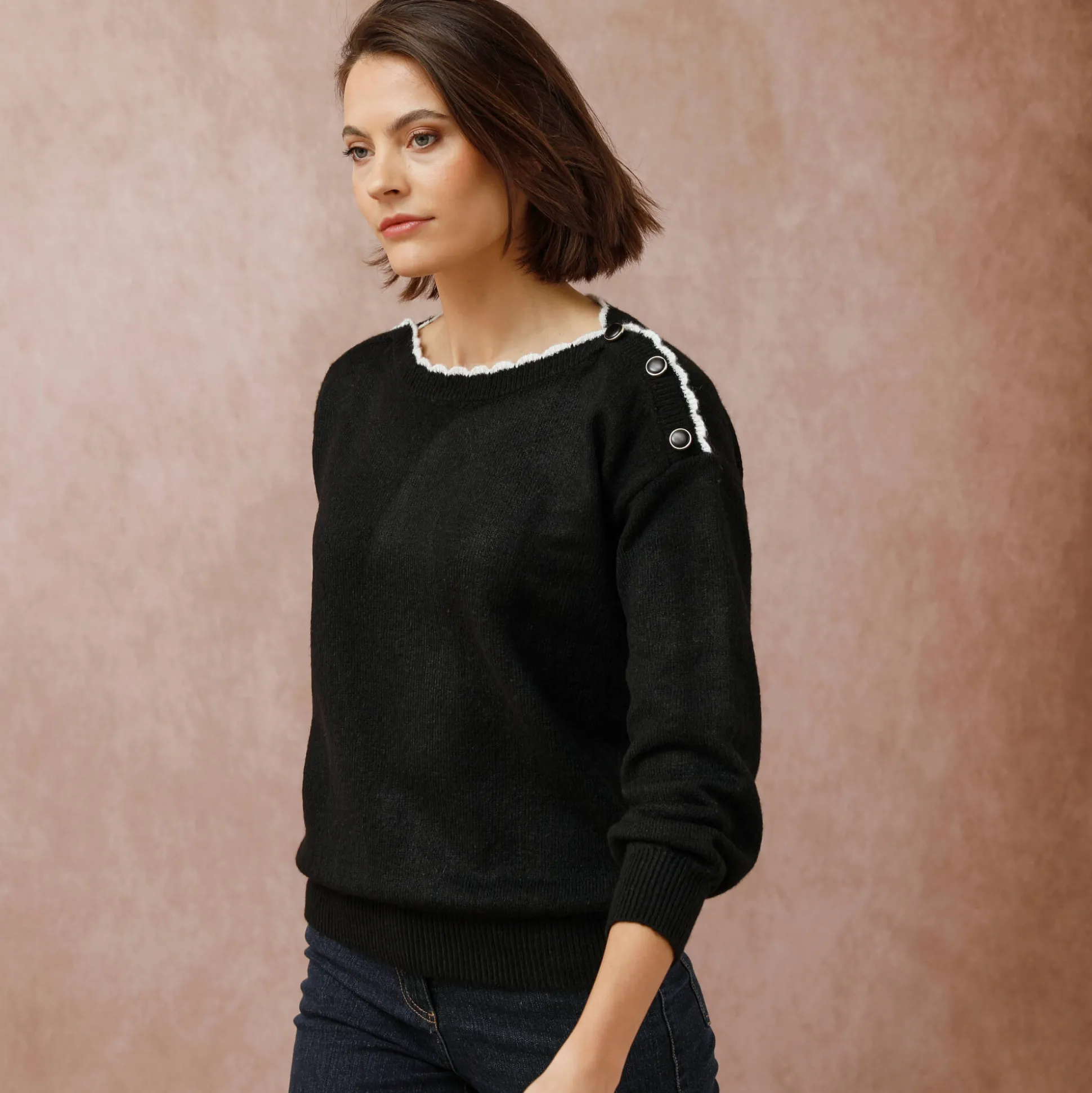 Trui met boothals, streelzacht tricot