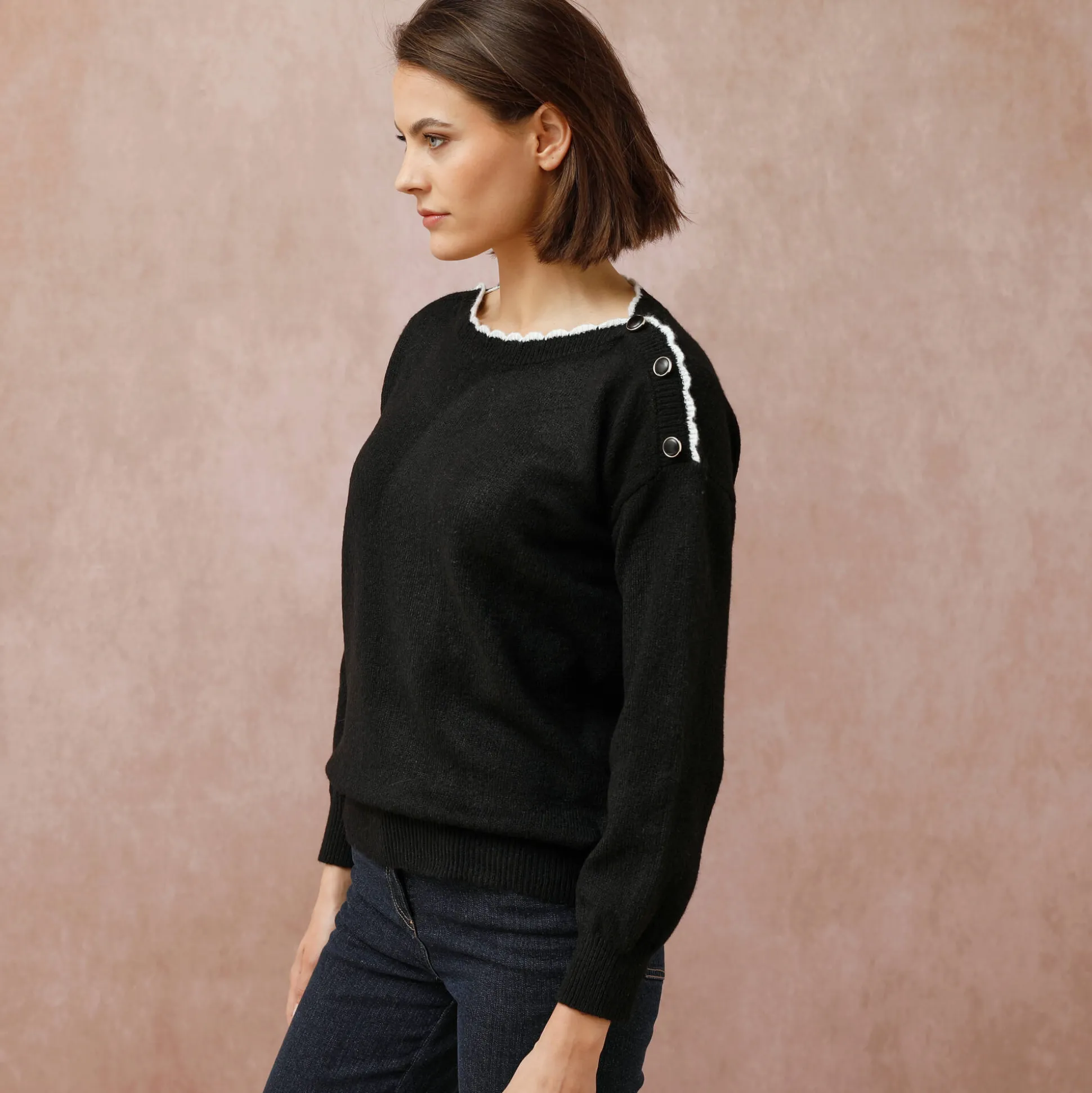 Trui met boothals, streelzacht tricot