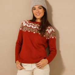 Trui met decolleté in jacquard