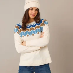 Trui met decolleté in jacquard
