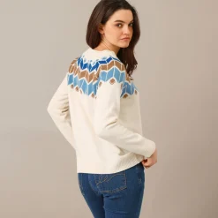 Trui met decolleté in jacquard