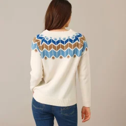 Trui met decolleté in jacquard
