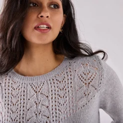 Trui met details in pointelletricot