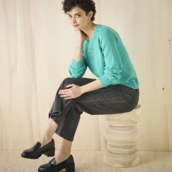 Trui met details in pointelletricot