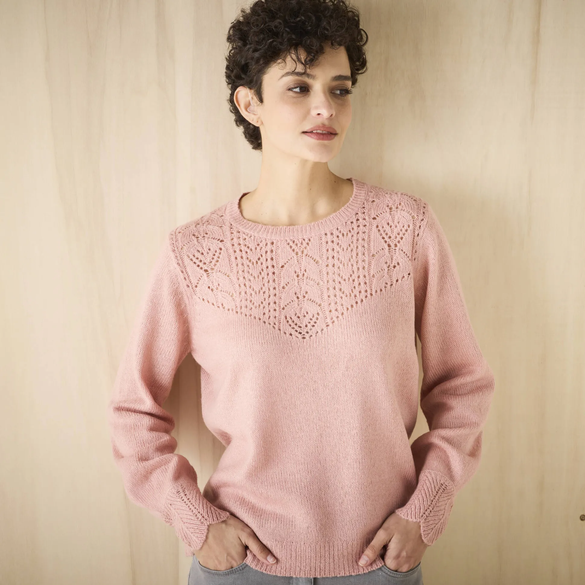Trui met details in pointelletricot