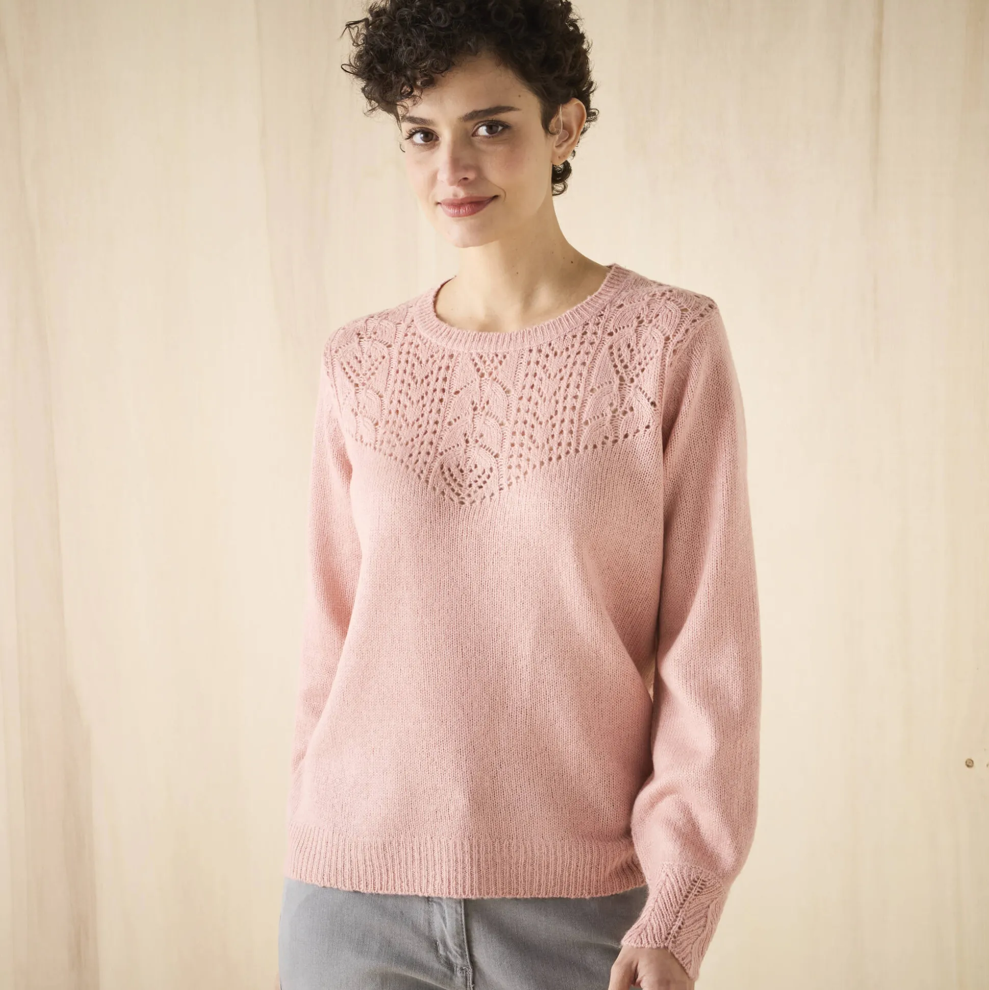 Trui met details in pointelletricot