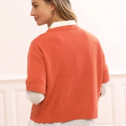 Trui met ellebooglange mouwen in kabeltricot