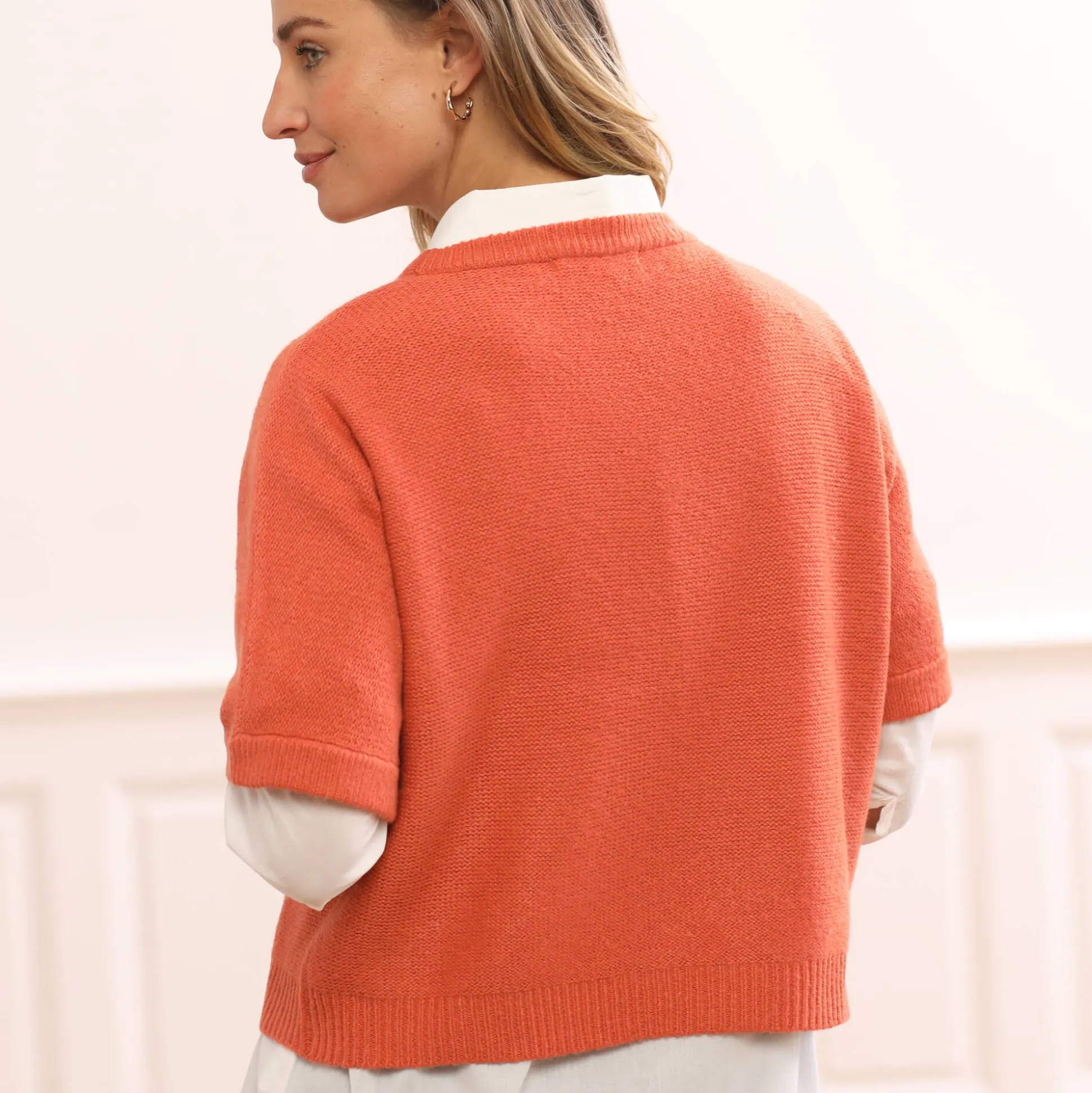 Trui met ellebooglange mouwen in kabeltricot