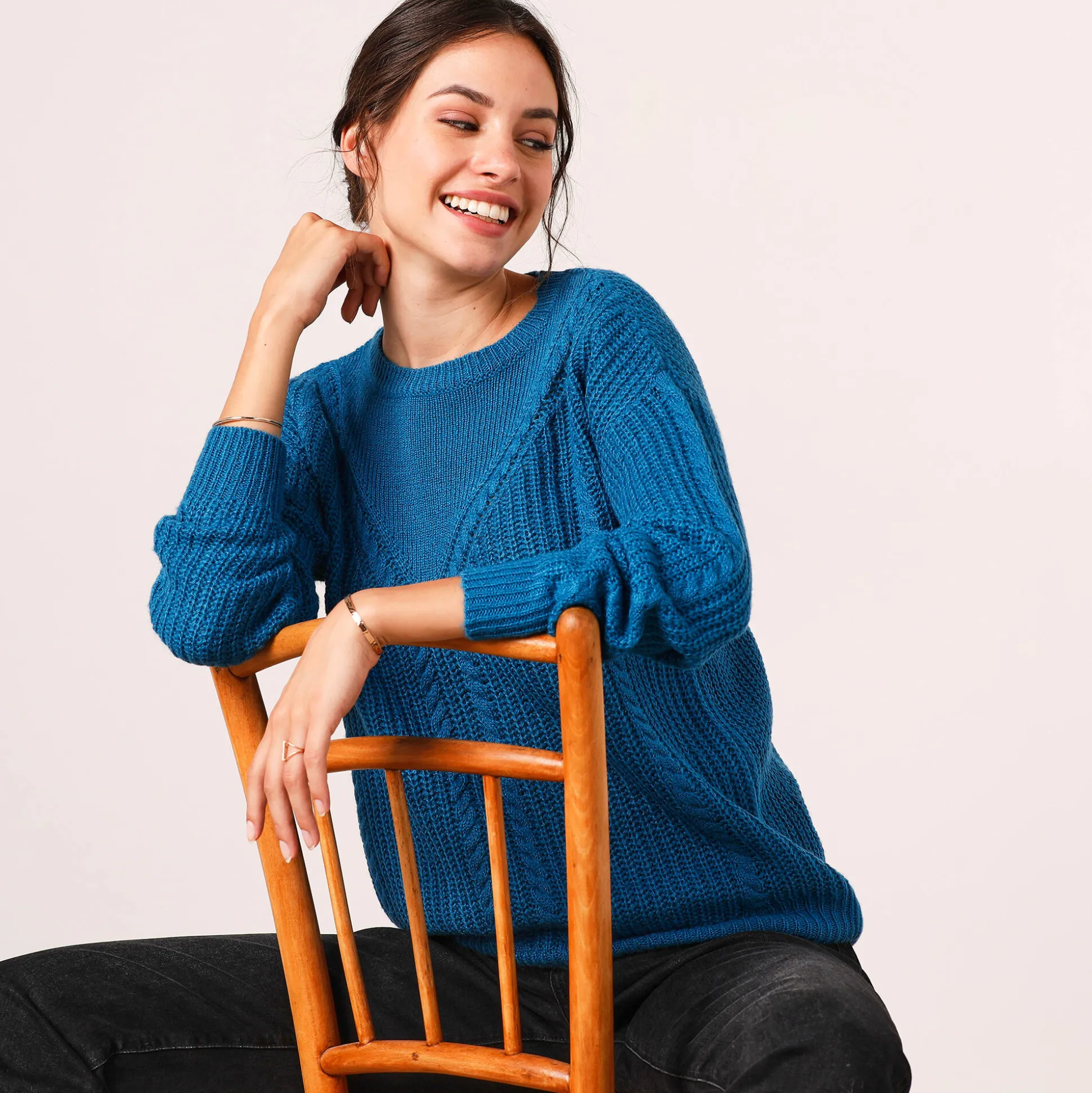 Trui met kabelmotieven - patenttricot