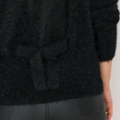 Trui met kanten rug, in harig tricot