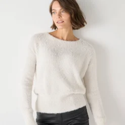 Trui met kanten rug, in harig tricot