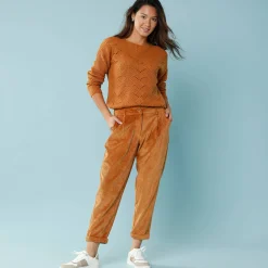 Trui met lange mouwen en ronde hals, pareltricot, speciaal voor kleine lengtes