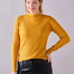 Trui met opstaande kraag, 63 cm lang
