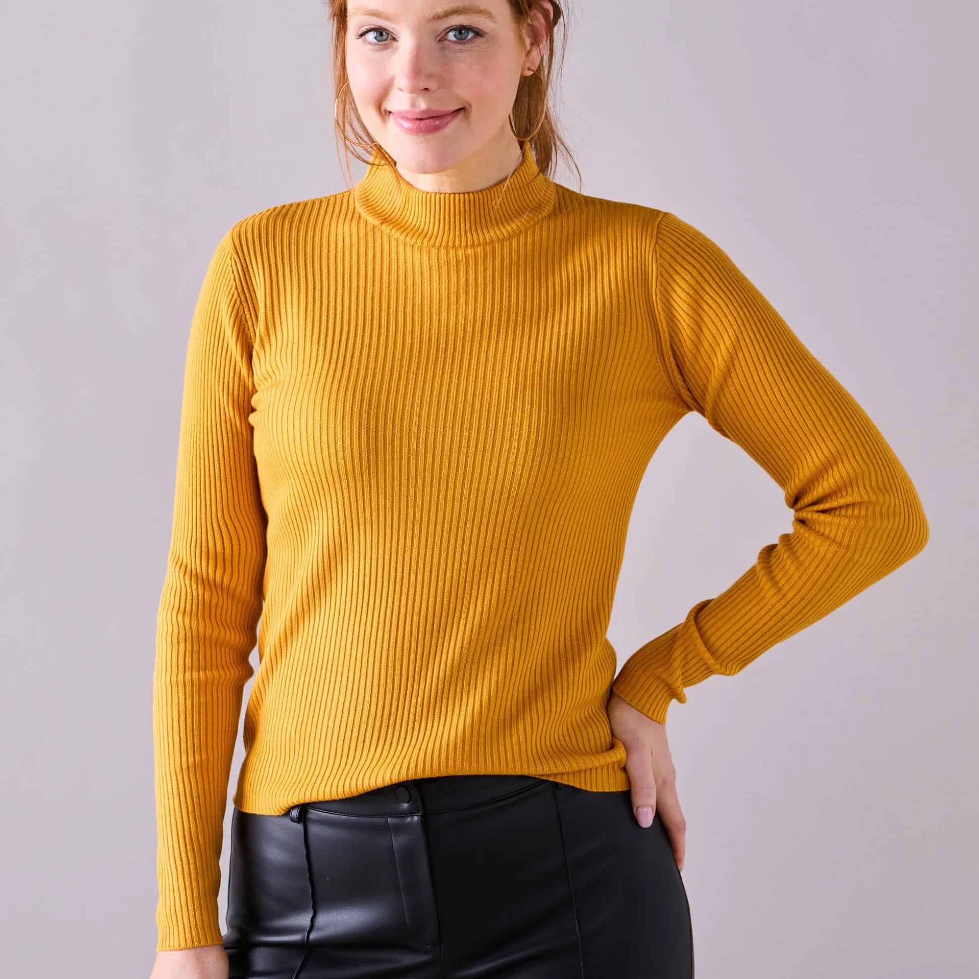 Trui met opstaande kraag, 63 cm lang