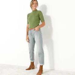 Trui met opstaande kraag en korte mouwen